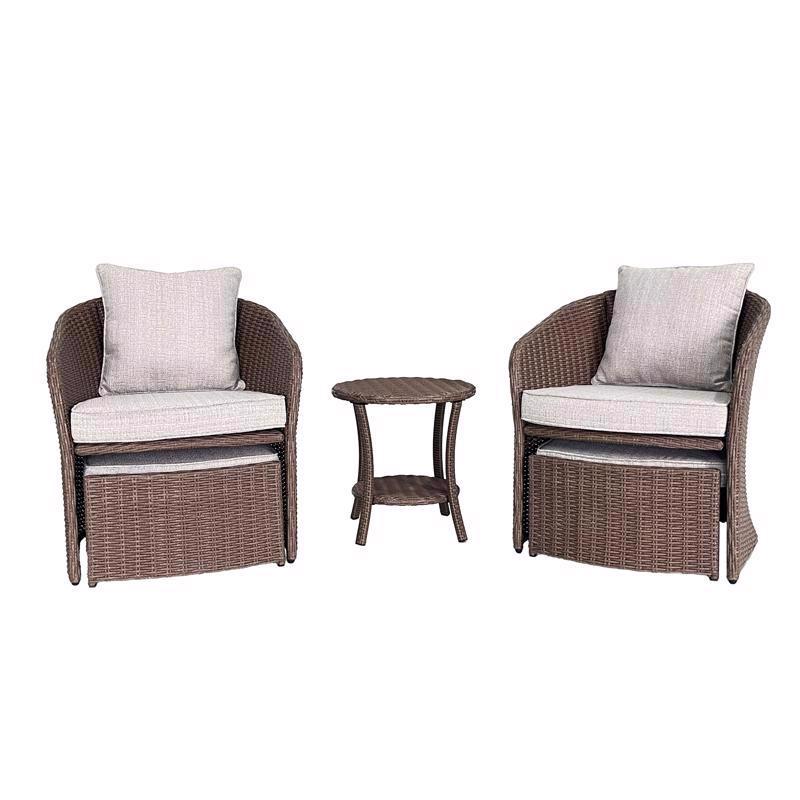 Living Accents Ashton 5 pc Brown Steel Casual Chat Set Gray Cushion