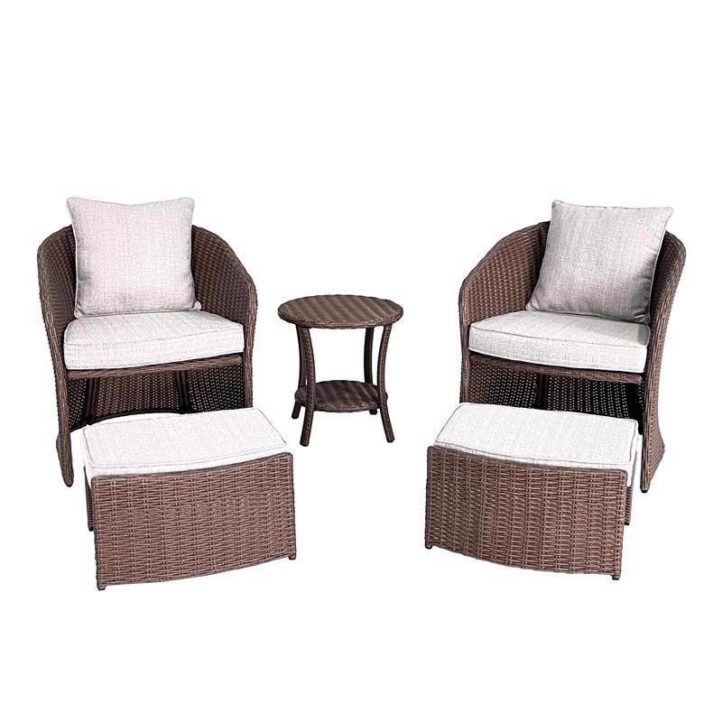 Living Accents Ashton 5 pc Brown Steel Casual Chat Set Gray Cushion
