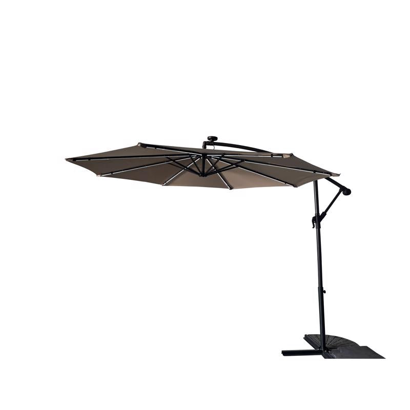 Living Accents 10 ft. Tiltable Taupe Offset Umbrella