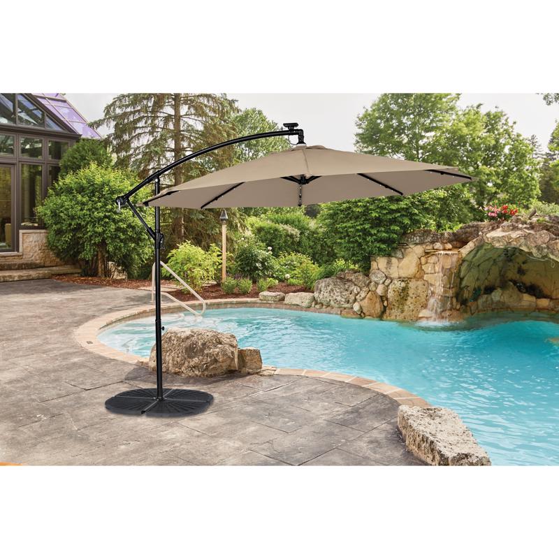 Living Accents 10 ft. Tiltable Taupe Offset Umbrella