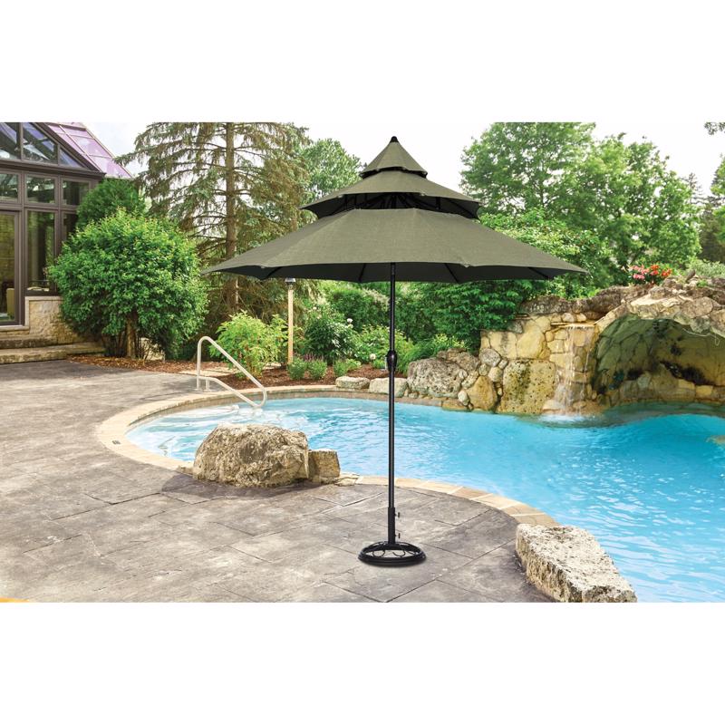 Living Accents Pagoda 9 ft. Tiltable Green Patio Umbrella