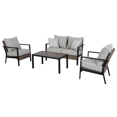 Living Accents Rhett 4 pc Black Steel Contemporary Patio Set Tan