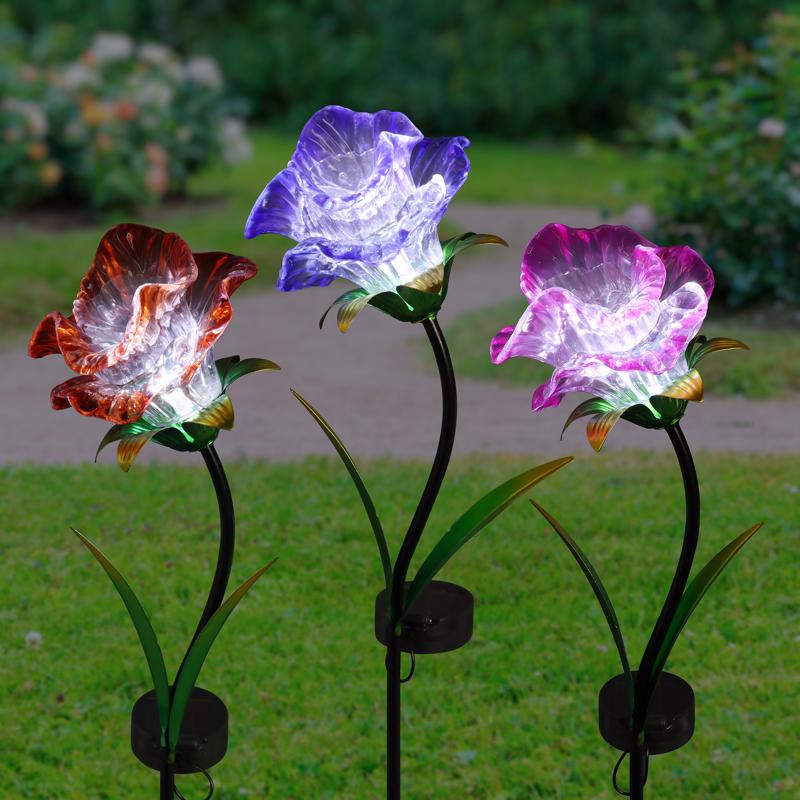 Exhart Assorted Plastic 37.4 in. H Solar Garden Stake