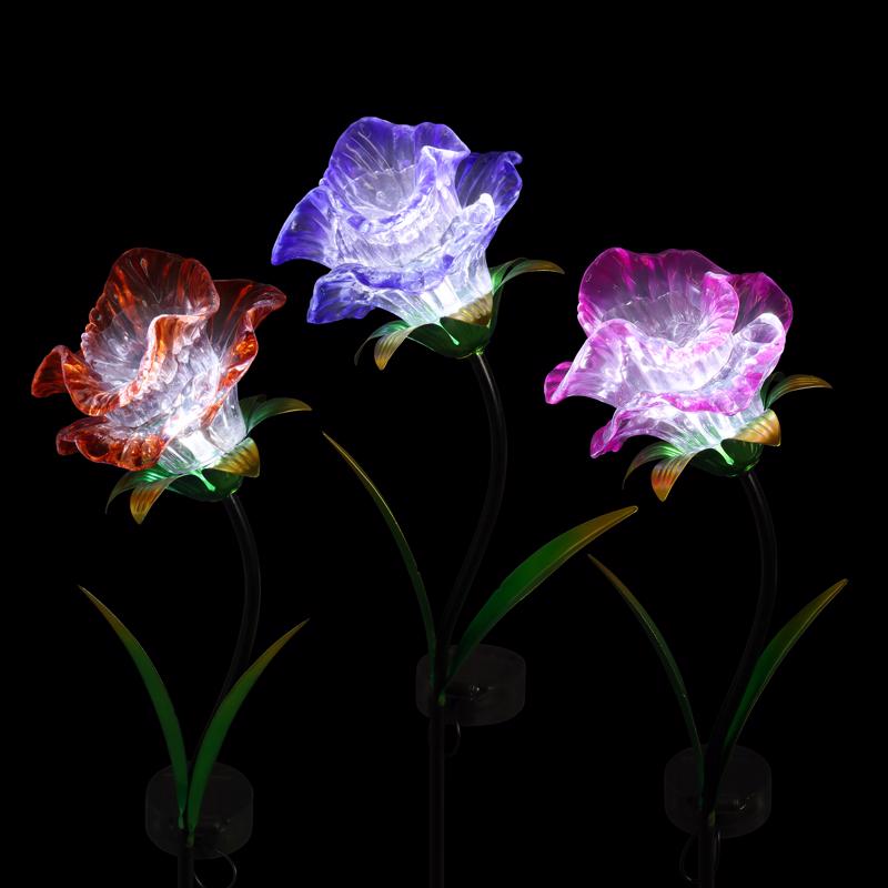 Exhart Assorted Plastic 37.4 in. H Solar Garden Stake