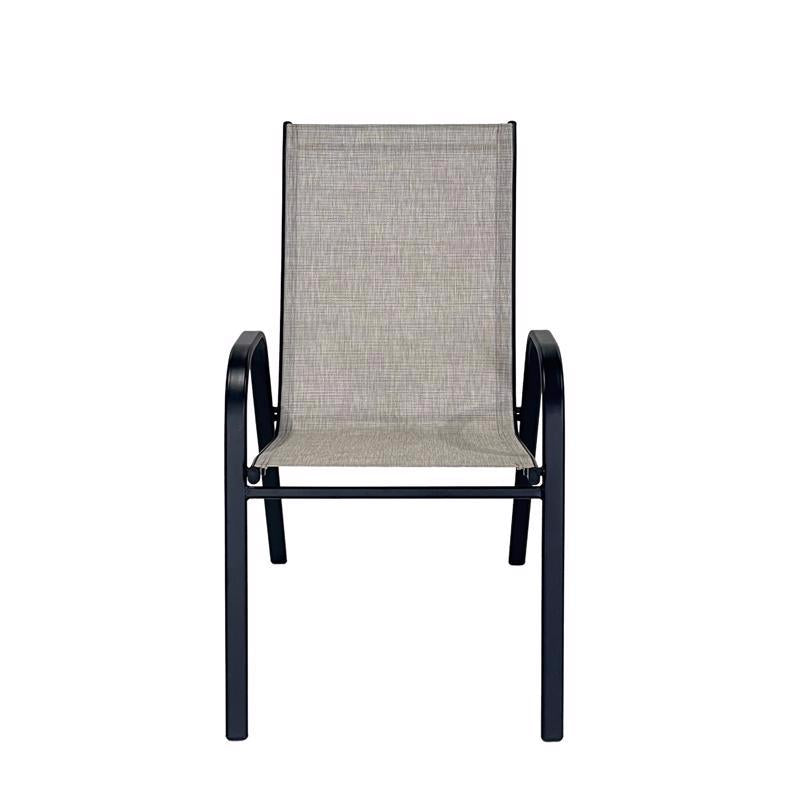Living Accents Tan Sling Black Steel Frame Stackable Dining Chair