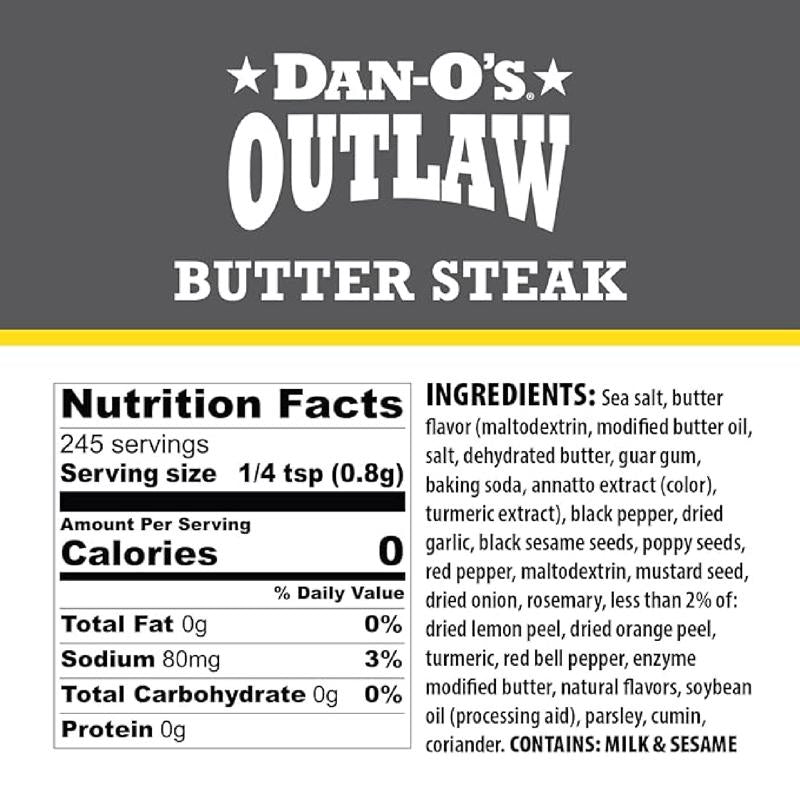 Dan-O's Outlaw Butter Steak BBQ Seasoning 6.9 oz