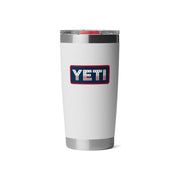 YETI Rambler 20 oz White Patriotic BPA Free Badge Tumbler with MagSlider Lid