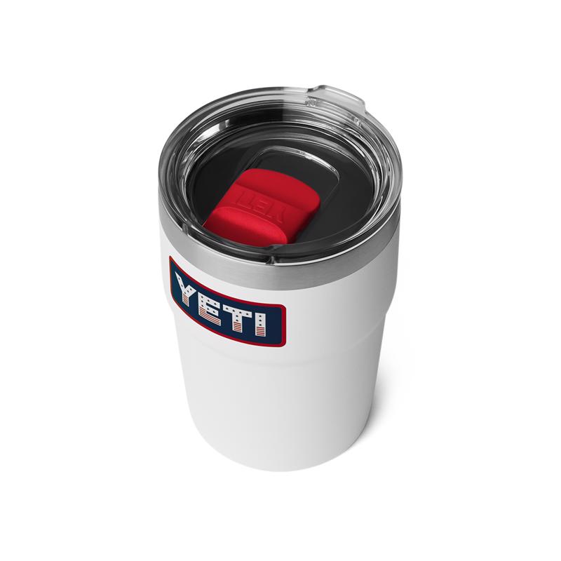 YETI Rambler 16 oz White Patriotic BPA Free Badge Stackable Tumbler with MagSlider Lid