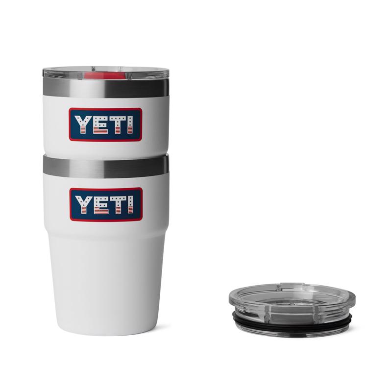 YETI Rambler 16 oz White Patriotic BPA Free Badge Stackable Tumbler with MagSlider Lid