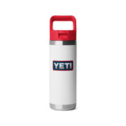 YETI Rambler 18 oz White Patriotic BPA Free Badge Bottle with Straw Cap