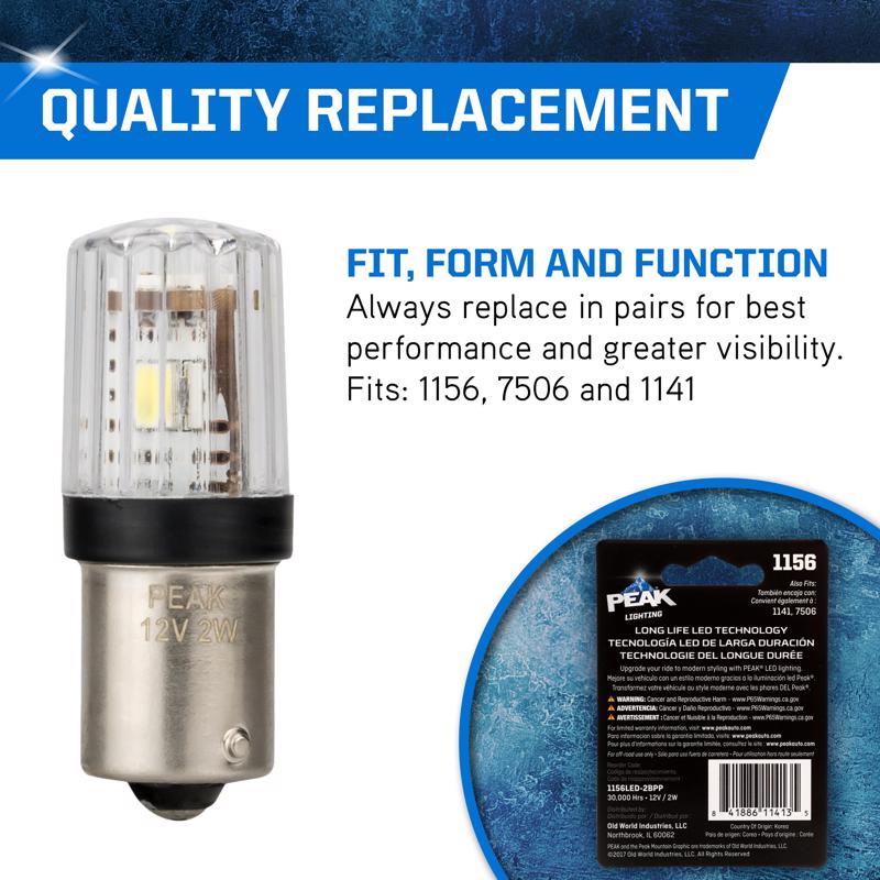 Peak LED Forward Lighting Miniature Automotive Bulb 1156