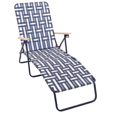 Living Accents Multi-Position Blue/White Striped Folding Lounger