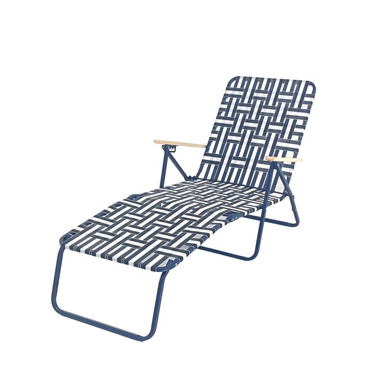 Living Accents Multi-Position Blue/White Striped Folding Lounger
