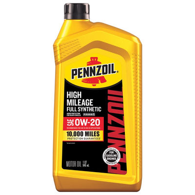 Pennzoil Full Synthetic 0W-20 High Mileage Motor Oil 1 qt