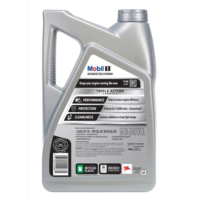 Mobil 1 Gasoline Synthetic Motor Oil 5 qt