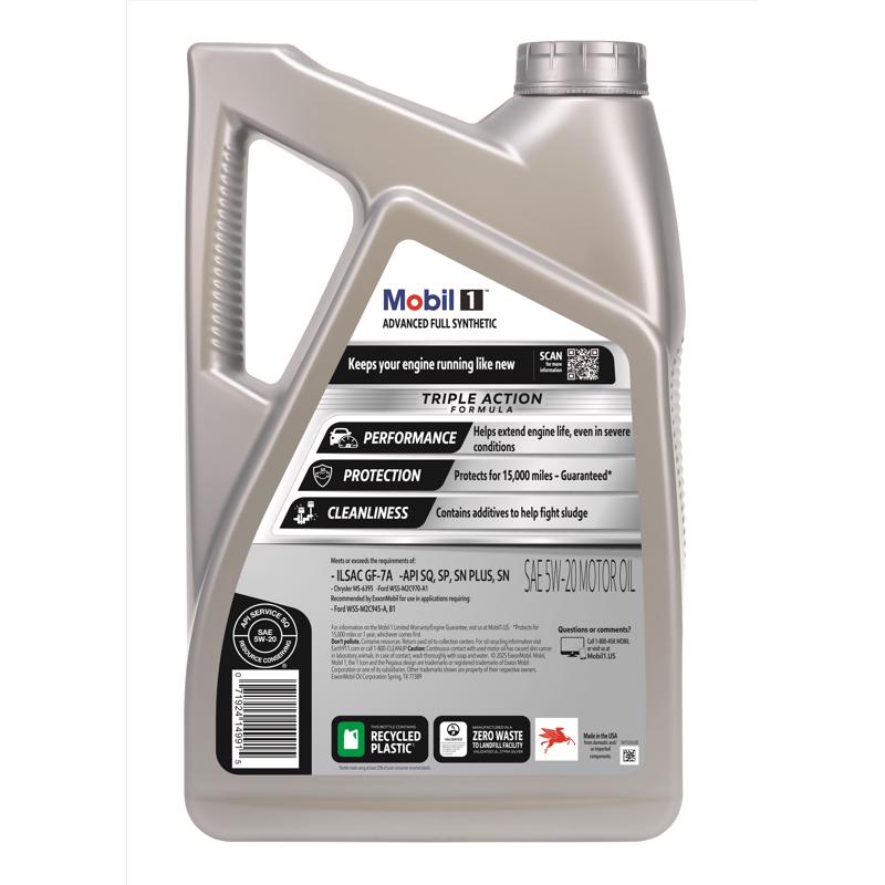 Mobil 1 Gasoline Synthetic Motor Oil 5 qt