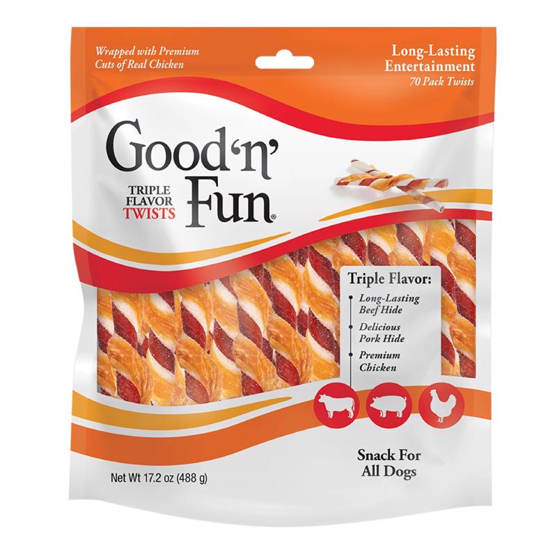 Good 'n' Fun All Size Dogs All Ages Rawhide Chew Beef/Chicken/Pork
