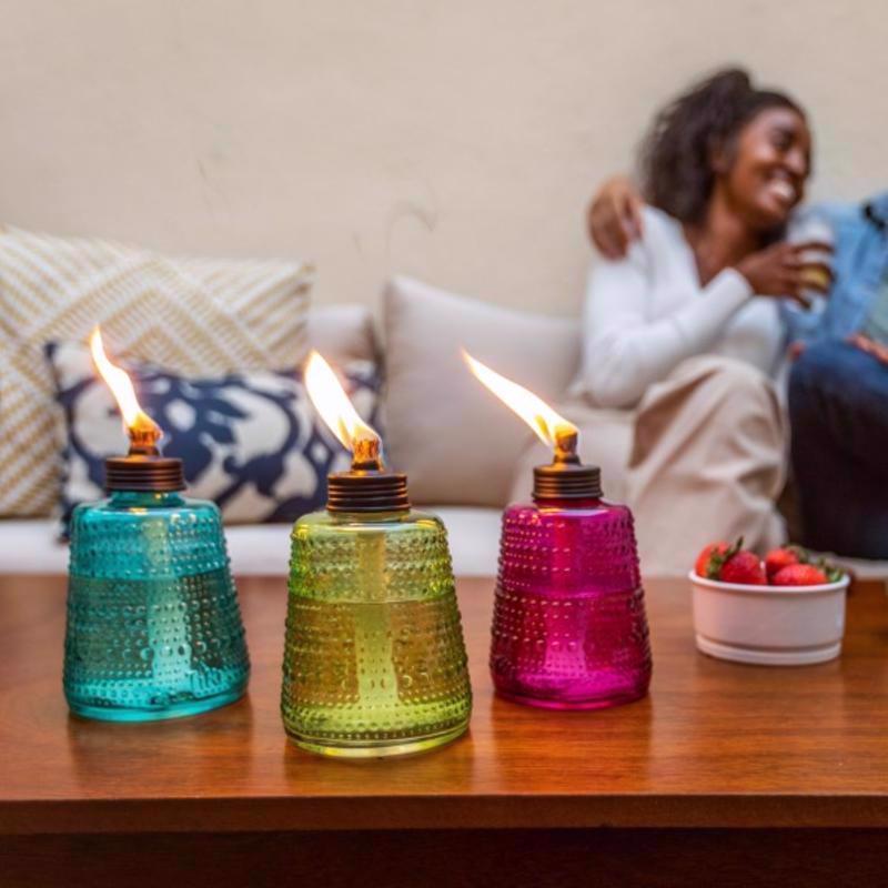 TIKI Multi-color Glass 6.10 in. Tabletop Torch