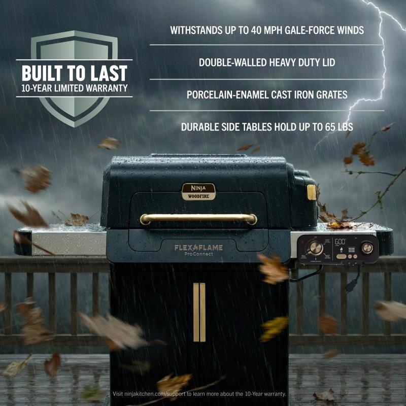 Ninja FlexFlame ProConnect 3 Burner Liquid Propane Grill and Smoker Black