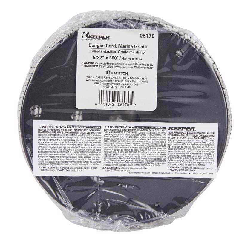 Keeper White Bungee Cord 3600 in. L X 5/32 in.