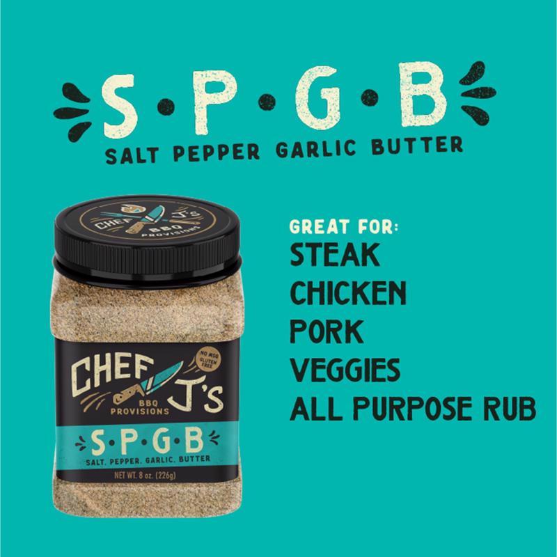 Chef J's BBQ Provisions Salt/Pepper/Garlic/Butter BBQ Rub 8 oz
