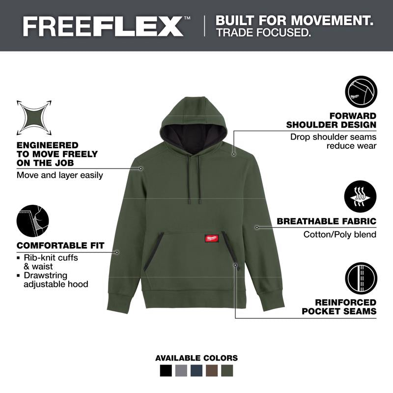Milwaukee Tool Freeflex XL Long Sleeve Men's Hooded Hoodie Green