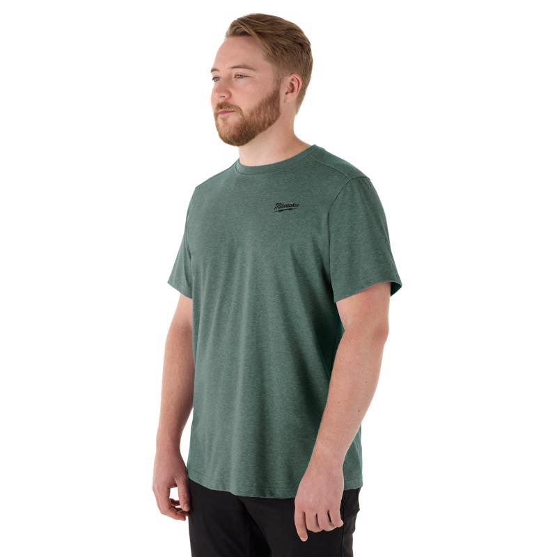 Milwaukee Freeflex XXL Short Sleeve Men's Round Neck Green Hybrid Work Tee Shirt