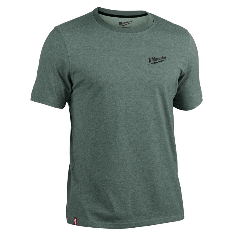 Milwaukee Freeflex L Short Sleeve Men's Round Neck Green Hybrid Work Tee Shirt