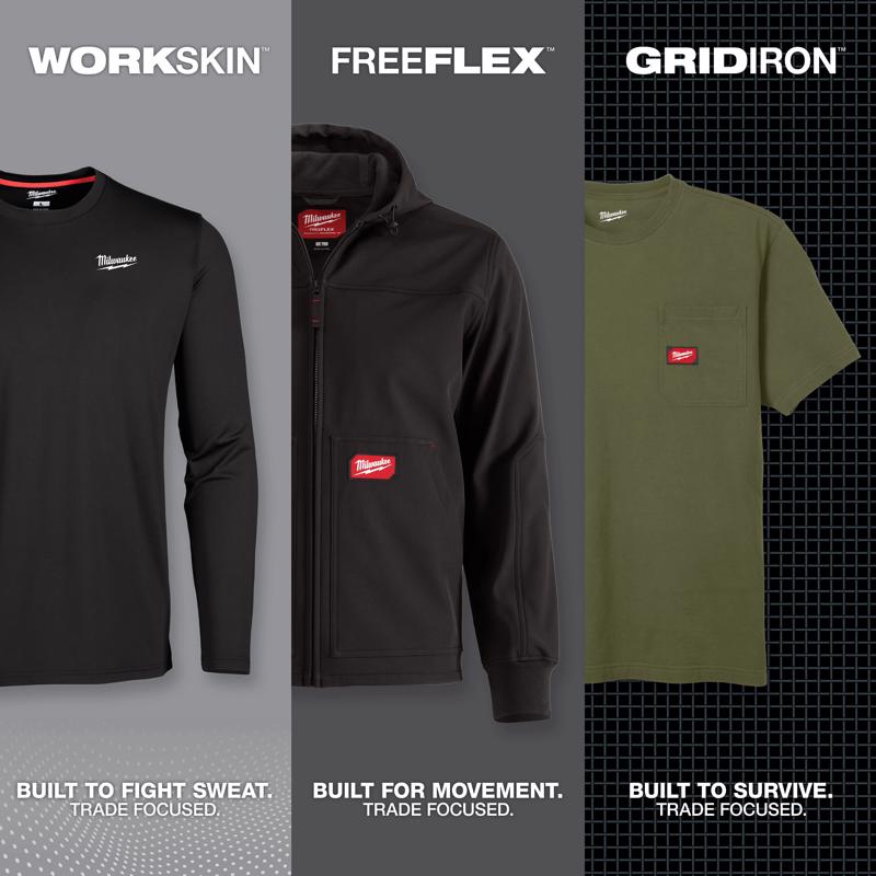 Milwaukee Freeflex XL Short Sleeve Men's Round Neck Green Hybrid Work Tee Shirt