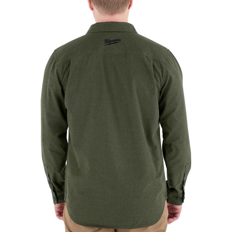 Milwaukee Gridiron M Long Sleeve Men's Collared Green Flannel Shirt