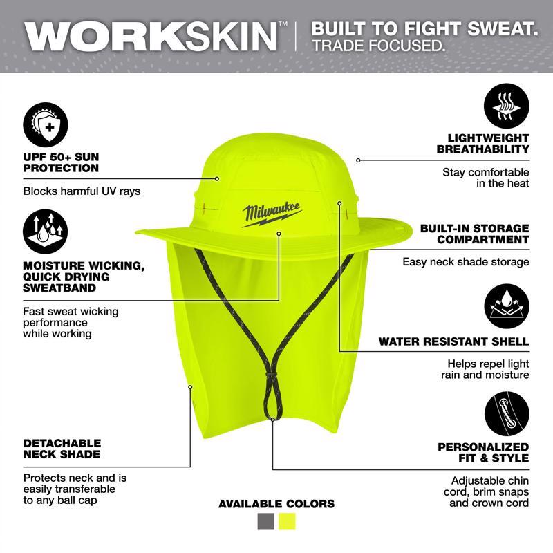 Milwaukee Tool Workskin Hat With Neck Shade Yellow L/XL
