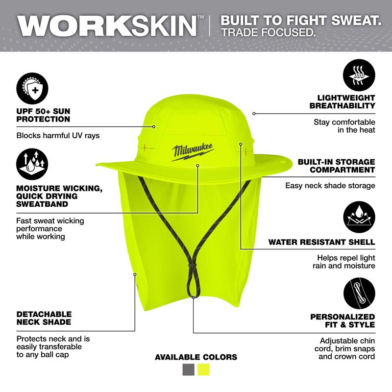 Milwaukee Tool Workskin Hat With Neck Shade Yellow S/M