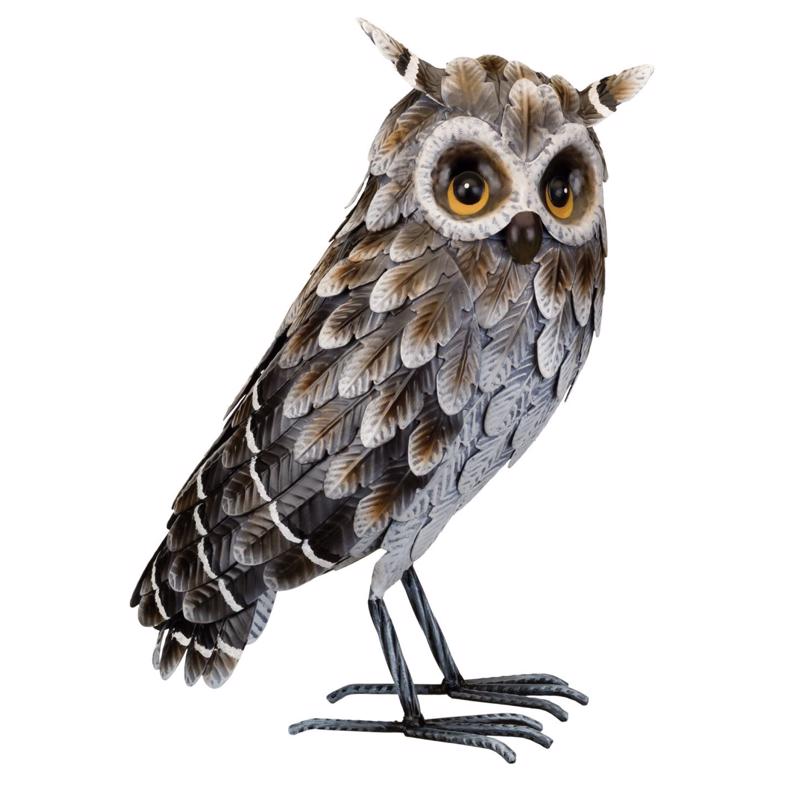 Regal Art & Gift Gray/White Metal 14.5 in. H X 10.75 in. L X 6.75 in. W Owl Outdoor Decoration