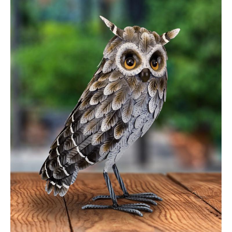 Regal Art & Gift Gray/White Metal 14.5 in. H X 10.75 in. L X 6.75 in. W Owl Outdoor Decoration