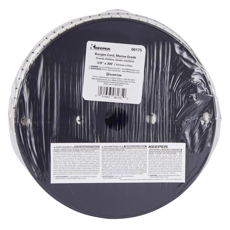 Keeper White Bungee Cord Reel 300 foot in. L X 3/8 in.