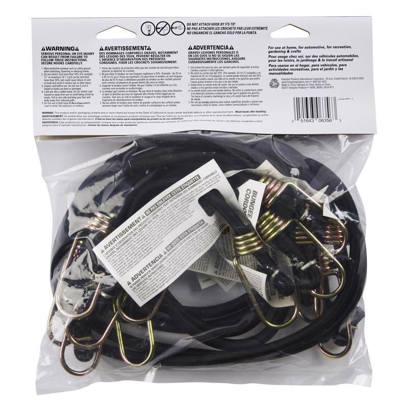 Keeper Black Bungee Cord Set 32 in. L X 0.315 in. 6 pk
