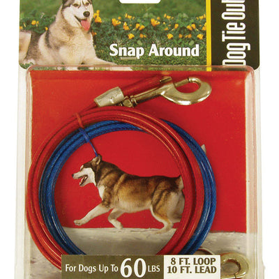 PDQ Red Tie-Out Vinyl Coated Cable Dog Tie Out Large