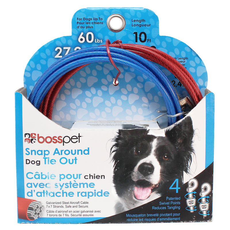 PDQ Red Tie-Out Vinyl Coated Cable Dog Tie Out Large