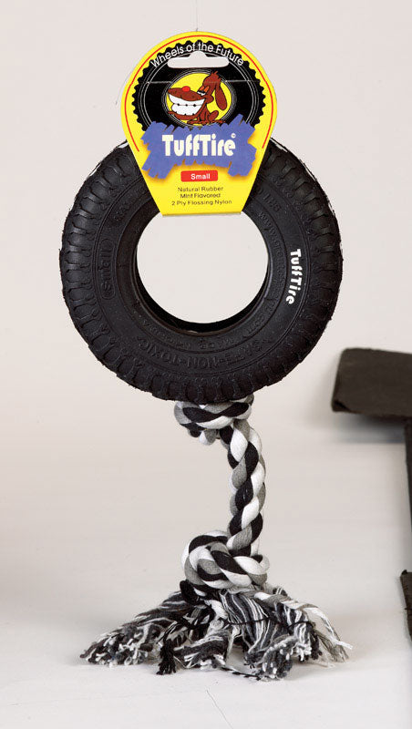 Boss Pet TuffTire Black Rubber Rope/Rubber Dog Tug Toy Large