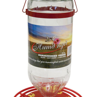 Humdinger Hummingbird 32 oz Glass Bottle Nectar Bird Feeder 8 ports