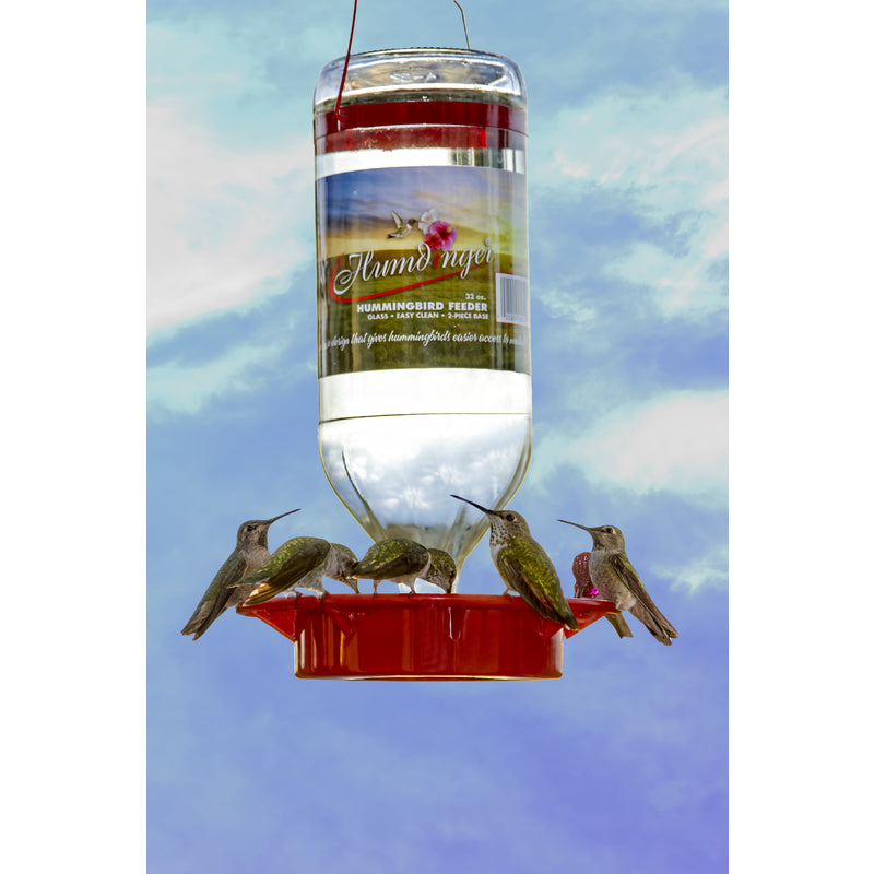 Humdinger Hummingbird 32 oz Glass Bottle Nectar Bird Feeder 8 ports