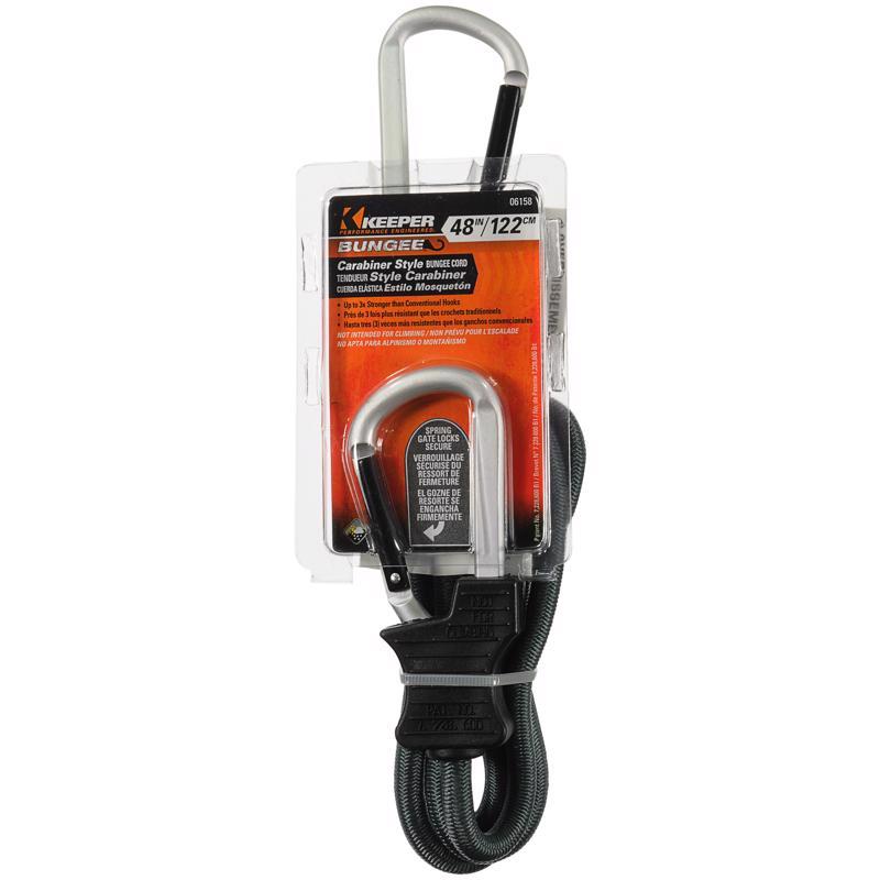 Keeper Black Carabiner Style Bungee Cord 48 in. L X 0.315 in.