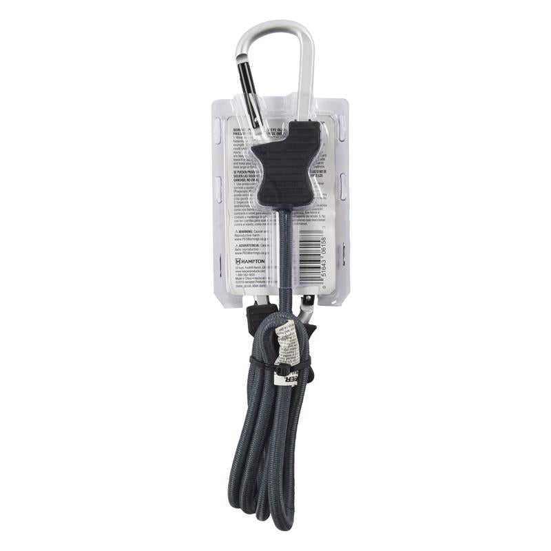 Keeper Black Carabiner Style Bungee Cord 48 in. L X 0.315 in.