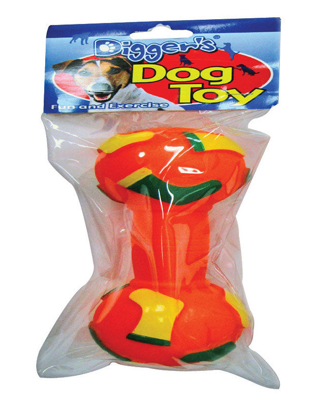 Boss Pet Digger's Multicolored Vinyl Dumbell Chew Dog Toy Large