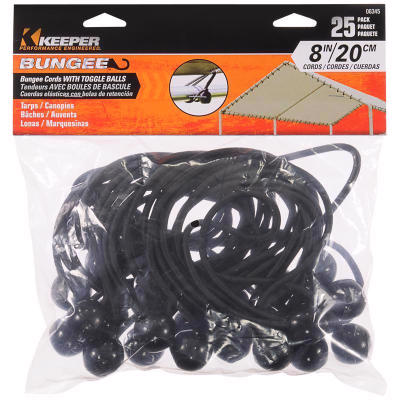 Keeper Black Bungee Ball Cord 8 in. L X 0.315 in. 25 pk