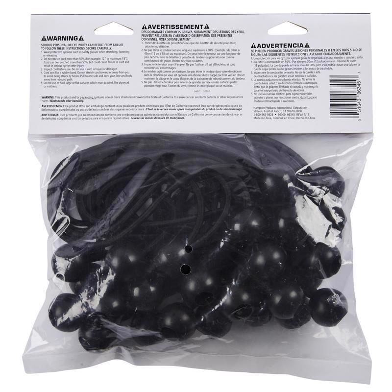 Keeper Black Bungee Ball Cord 8 in. L X 0.315 in. 25 pk