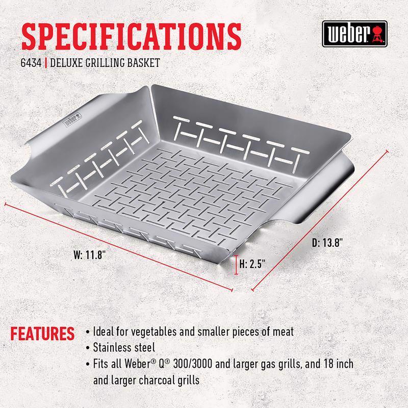 Weber Stainless Steel Grill Basket 13.8 in. L X 11.8 in. W