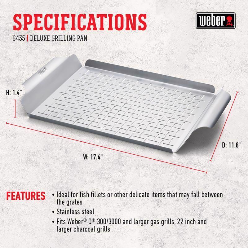 Weber Stainless Steel Grilling Pan 17.4 in. L X 11.8 in. W