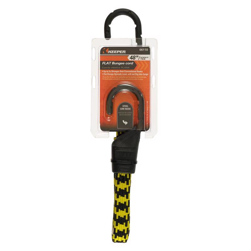 Keeper Black/Yellow Flat Bungee Cord 48 in. L X 0.14 in.