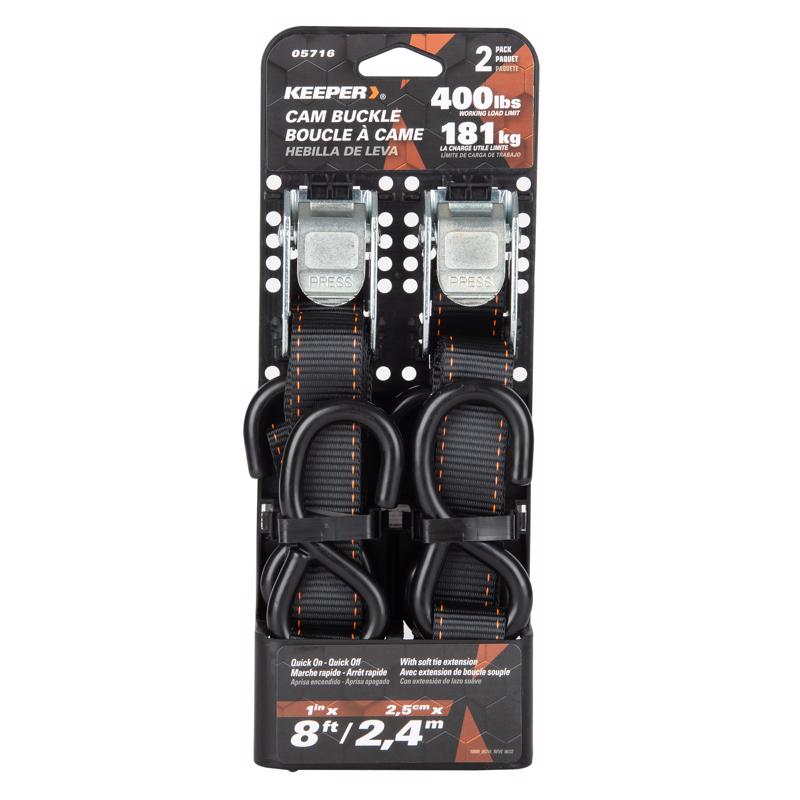 Keeper 1 in. W X 8 ft. L Black Tie Down Strap 400 lb